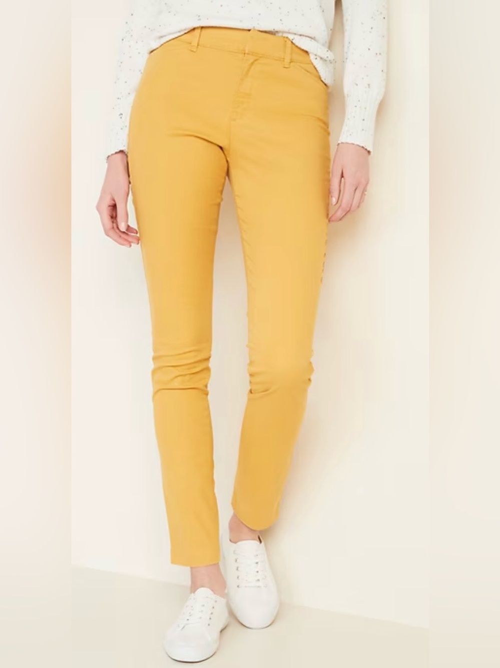 New! Old Navy Pixie Pants High Rise Secret Honey Mustard Chinos Stretchy Sz 6
